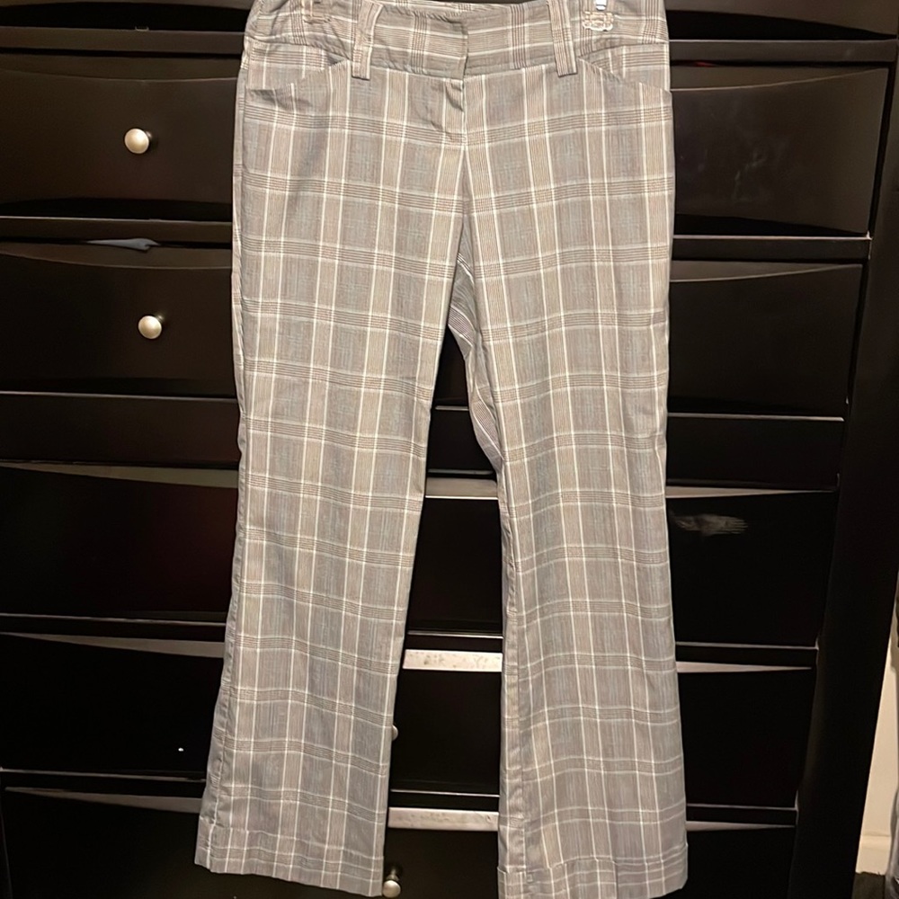 Black with light blue plaid dress pants
